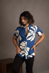 Classical Fashionable Printed Cuban Collar Shirt