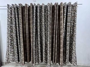 Brown Knitting Print Curtains