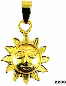 Brass micro gold plated sun pendant