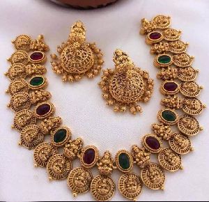 Temple Lakshmi Jewellery neck set with multi stones