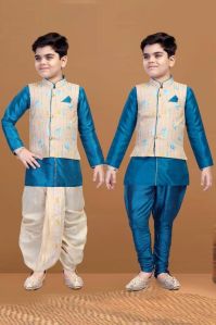 Blue Dhoti Kurta Combo Set