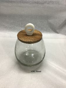 glass containers with wood cap
