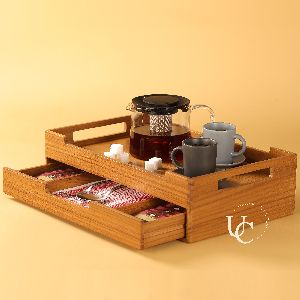 Serving Tray with Drawer (Teabags)