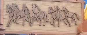 Wooden Running Horse Ancient Wall Art