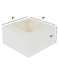 Cake Box with Window ITC Material WHITEBACK - 8 x 8 x 4