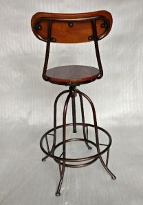 Iron and wooden bar chair