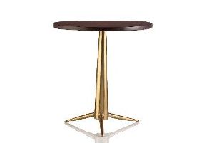 Wooden Top Round Iron Side Table