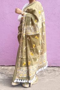 Naturally Dyed Eri (Ahimsa)- Nooni Silk Silkmarked Saree
