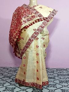 Ready To Wear Pure Assam Handloom Tussar Silk Silkmarked Saree