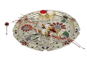 Acrylic Meenari Gold Pooja Thali