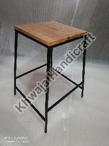 Iron Stool with Wooden Top
