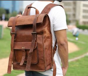18 Inches Leather Backpack Rucksack Hiking Picnic Unisex Bag
