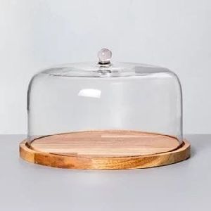 cake stand with transparent glass dome