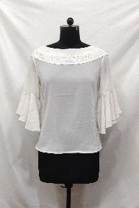 100% Polyester White Ladies Top