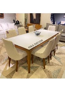 White Onyx Marble Top Designer Dining Table Set