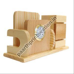 Wooden Mobile Stand With Pen Stand
