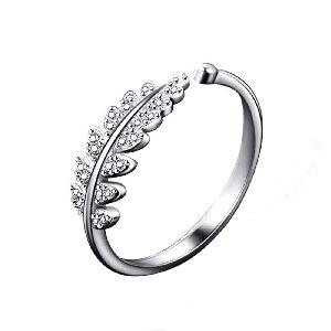 Cubic Zirconia Leaf Design Ring