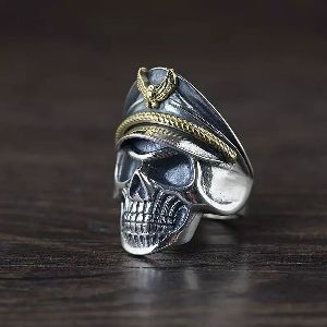 Stainless Steel Captain Pirate Skull Ring
