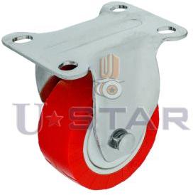 Single heavy duty red pu castor wheel fix