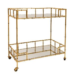 Gold Minimalistic Metal Serving Cart