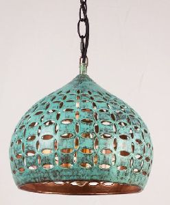 Hand Carved Oxidized Dome Copper Kitchen Pendant Light