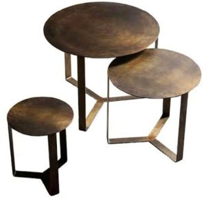 Metal Base Nesting 3 Leg Coffee Table Set of 3