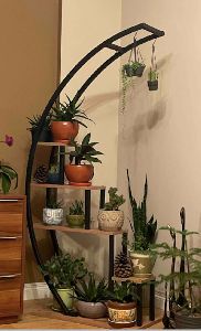 Multi Level Wooden Metal Plant Stand