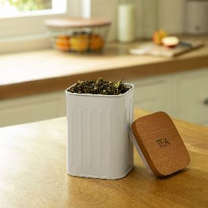 Foursquare Sugar Container With Wooden Lid