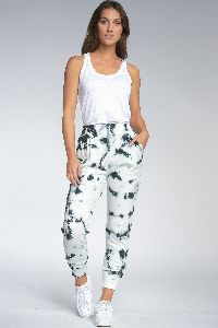 Ladies Black and White Go Getter Tie Dye Joggers