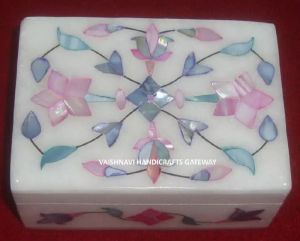 Indian Hand Carved Mother Of Pearl Storage Box