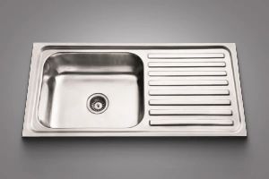 Pressed Single Bowl Sink with Drain 01