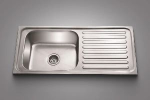 Pressed Single Bowl Sink with Drain 02