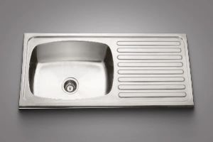 Pressed Single Bowl Sink with Drain 04