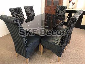 Black Marble Top Dining Table Set