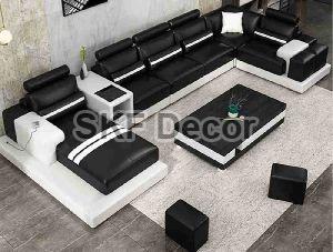 Designer U Shaped Black Sofa Set