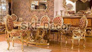 Gold Finish Royal Dining Table Set