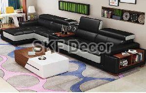 Stylish Black Leather Sofa Set