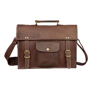 15 Inch Brown Leather Messenger Bag