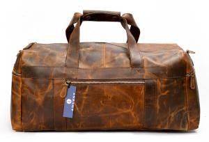 20 Inch Brown Buffalo Leather Duffle Bag