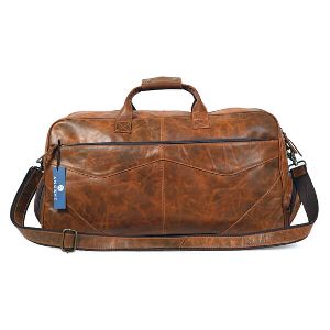Brown Genuine Buffalo Leather Travel Duffle Bag