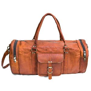 Vintage Leather Round Duffle Bag