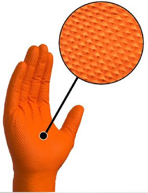ORANGE Diamond Textured Nitrile Gloves