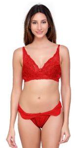 Designer Red Bra Panty Set