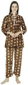 Ladies Star Printed Woolen Collar Night Suit