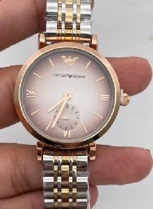 Emporio Armani Dual Tone Two Hands Pink Dial Women's Watch