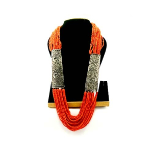 orange double oxidized pendant beads mala