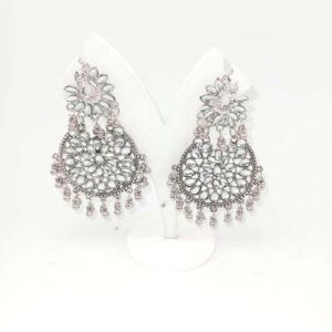 Oxidised kundan earrings