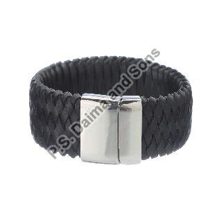 Oval Braided Leather Bracelet
