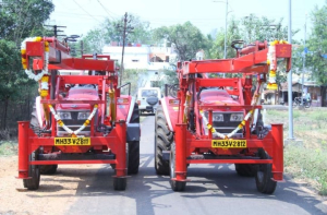 Mahindra Tractor Fitted Pole Erection Machine