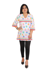 TU015 Multi Color Print A Shape Tunic